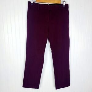 Ann Taylor Burgundy Straight Leg Trousers Size 4 Dress Pants